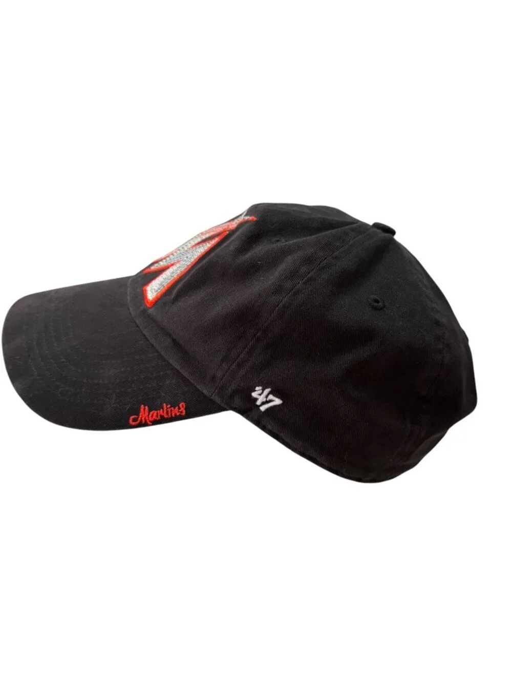 Miami Marlins ’47 Brand Women’s Sequin Logo Black Adjustable Baseball Cap